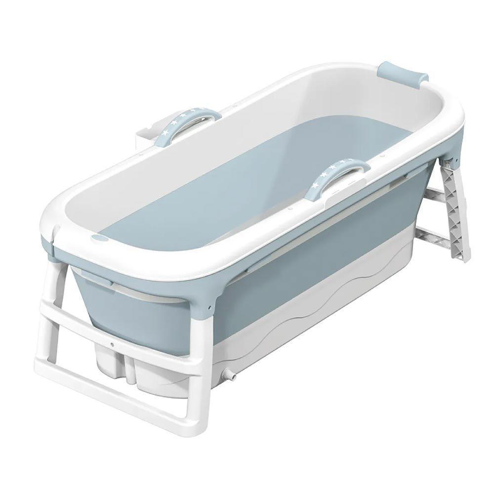 Banheira Ofurô Dobrável Portátil Adulto 117 Cm Azul Com Suporte Vg Plus - 5