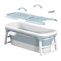 Banheira Ofurô Dobrável Portátil Adulto 117 Cm Azul Com Suporte Vg Plus