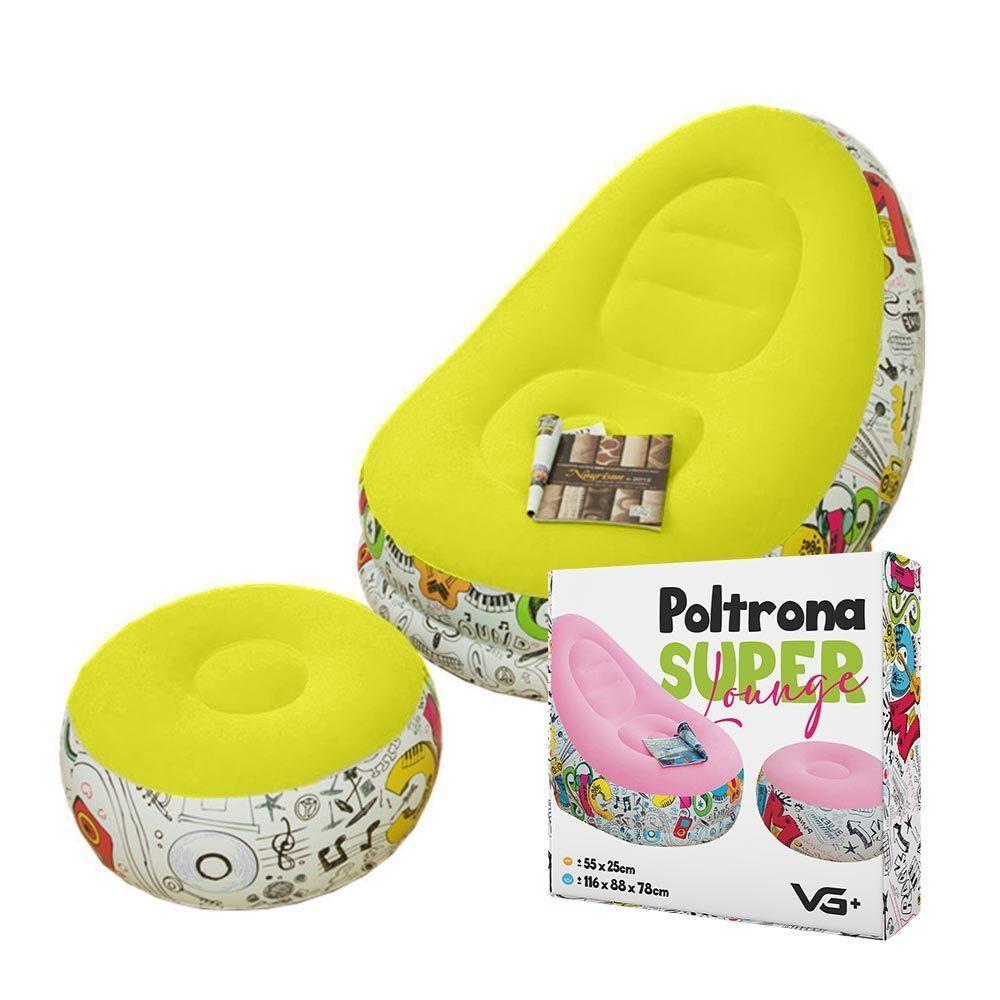 Poltrona Inflável Super Lounge Grafite Com Puff Aveludado Vg Plus Amarelo - 1