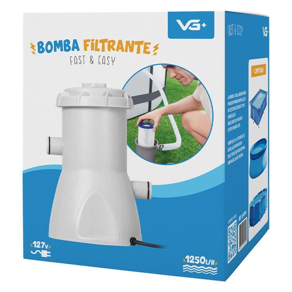 Bomba Filtro 1250l-h Para Piscina Inflável E Estrutural + 2 Cartuchos Refil Vg Plus 110v - 6