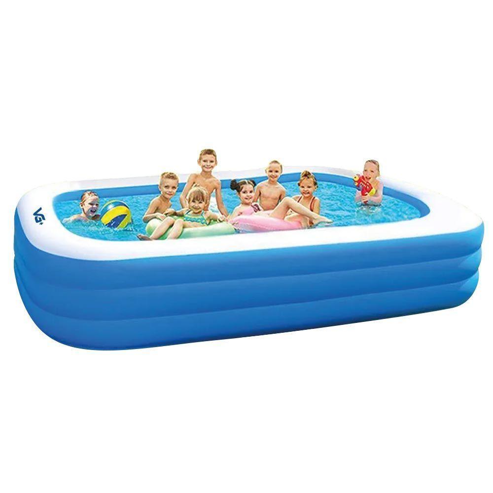 Piscina Inflável Retangular Azul 1.500 Litros 305 Cm Pvc Com Bomba E Forro Vg+ - 3