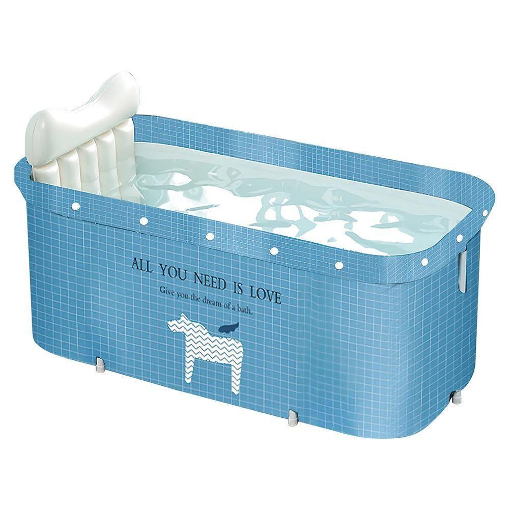 Banheira Dobrável Retangular Com Acessórios Azul Claro Vg Plus - 3