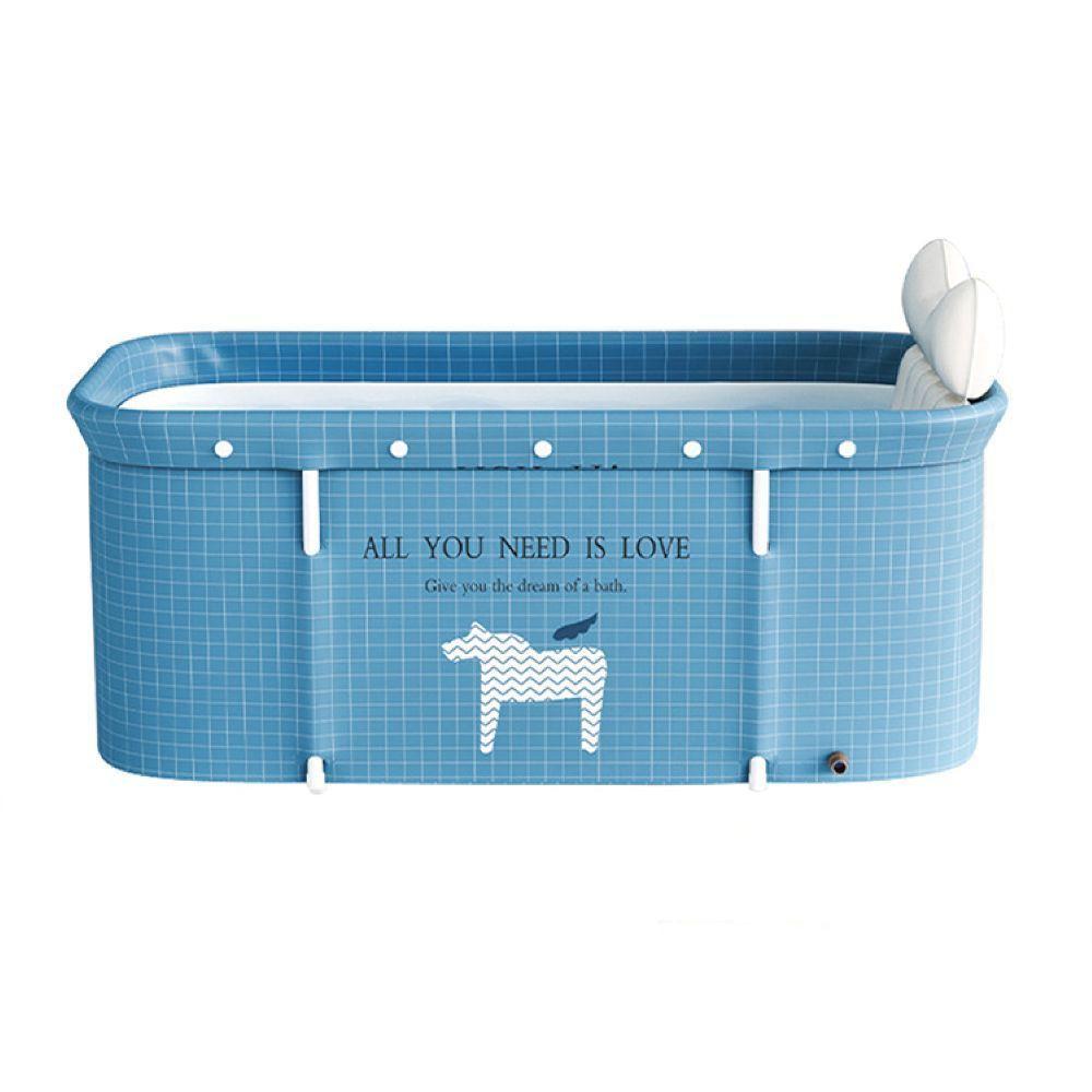 Banheira Dobrável Retangular Com Acessórios Azul Claro Vg Plus - 6