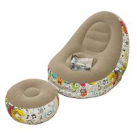 Poltrona Inflável Super Lounge Grafite Com Puff Aveludado Vg Plus Marrom - 3