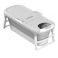 Banheira Ofurô Dobrável Portátil Adulto 148 Cm Com Suporte Vg+ Cinza - 2