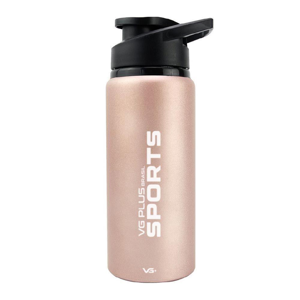 Garrafa Squeeze Alumínio Brilhante Com Trava 600ml Academia Vg+ Bege - 1