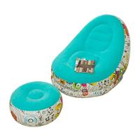 Poltrona Inflável Super Lounge Grafite Com Puff Aveludado Vg Plus Azul - 3