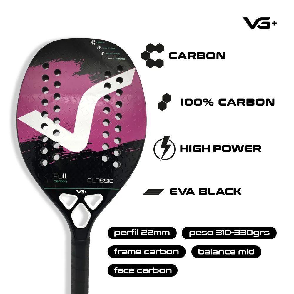 Raquete De Beach Tennis Classic Full Carbon Rosa Vg Plus - 6