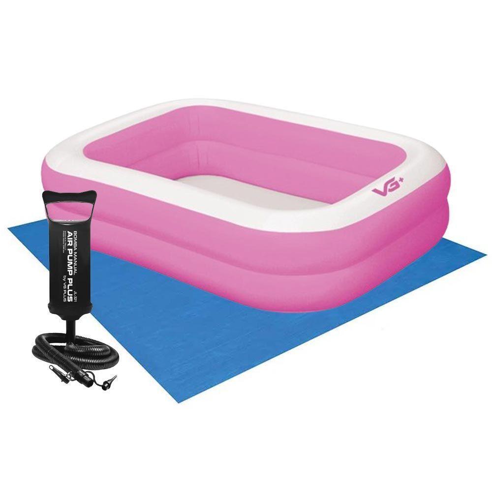 Piscina Inflável Retangular Rosa 302 Litros Com Bomba E Forro Pvc Vg+ - 1