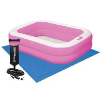 Piscina Inflável Retangular Rosa 302 Litros Com Bomba E Forro Pvc Vg+ - 1