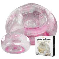 Poltrona Inflável Lazy Lounge Glitter Com Puff Vg Plus Rosa - 1