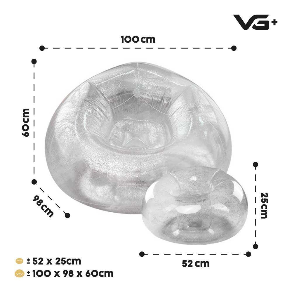 Poltrona Inflável Lazy Lounge Glitter Com Puff Vg Plus Prata - 5