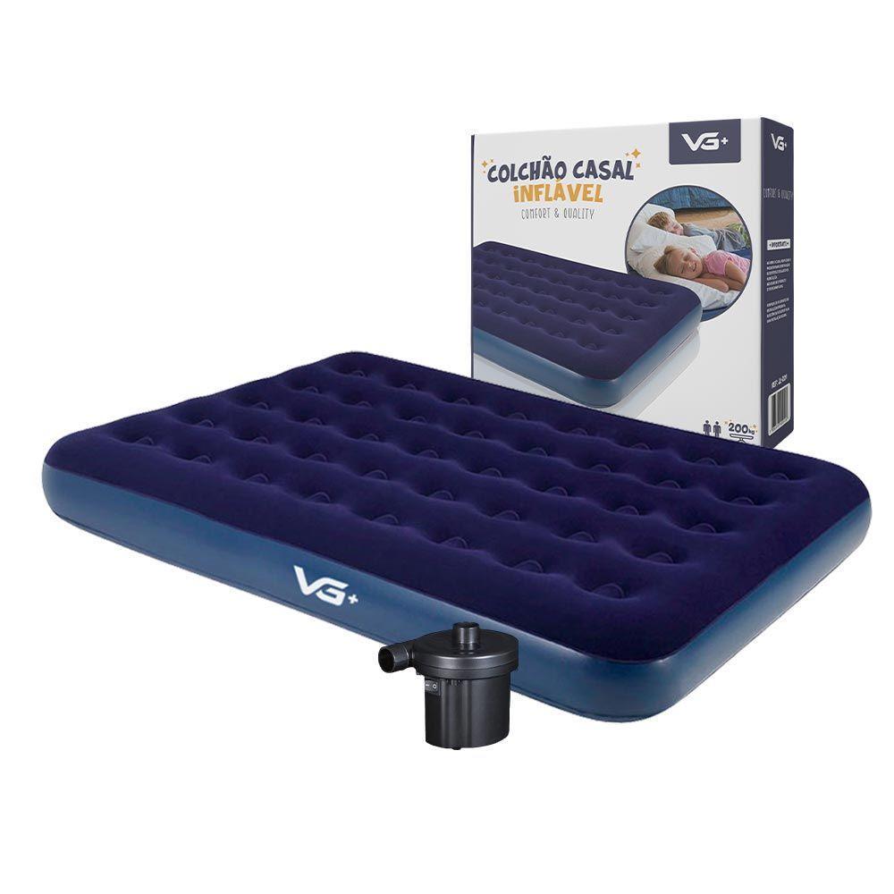 Colchão Casal Infável + Bomba De Ar Elétrica 110v Vg Plus - 1