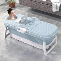 Banheira Ofurô Dobrável Portátil Adulto 148 Cm Com Suporte Vg+ Azul - 2