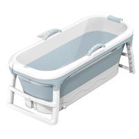 Banheira Ofurô Dobrável Portátil Adulto 148 Cm Com Suporte Vg+ Azul