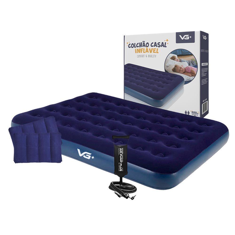 Colchão Casal Inflável + Bomba De Ar + 2 Travesseiros Vg Plus - 1
