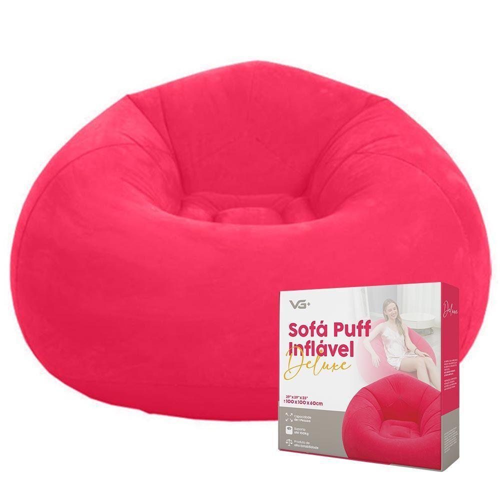 Sofá Poltrona Puff Inflável Deluxe Aveludado Vg+ Vermelho - 1