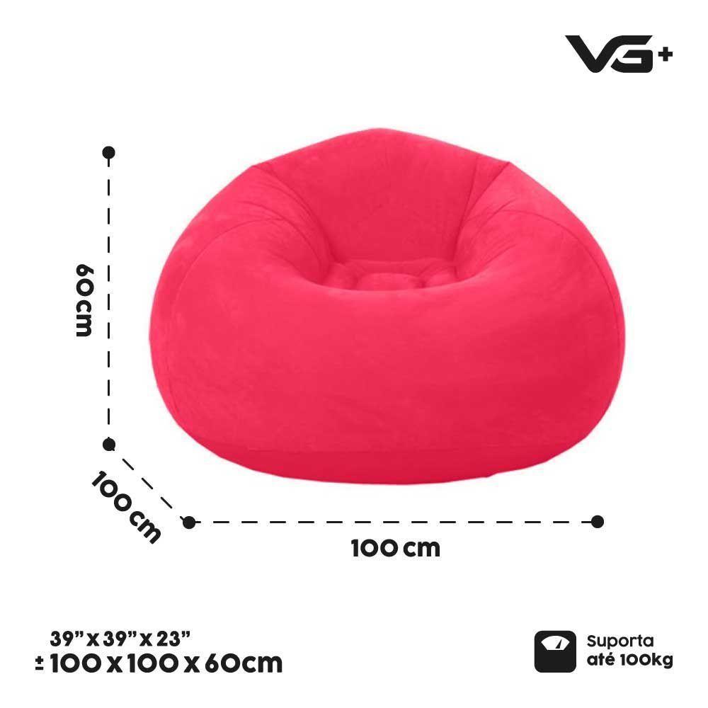 Sofá Poltrona Puff Inflável Deluxe Aveludado Vg+ Vermelho - 5