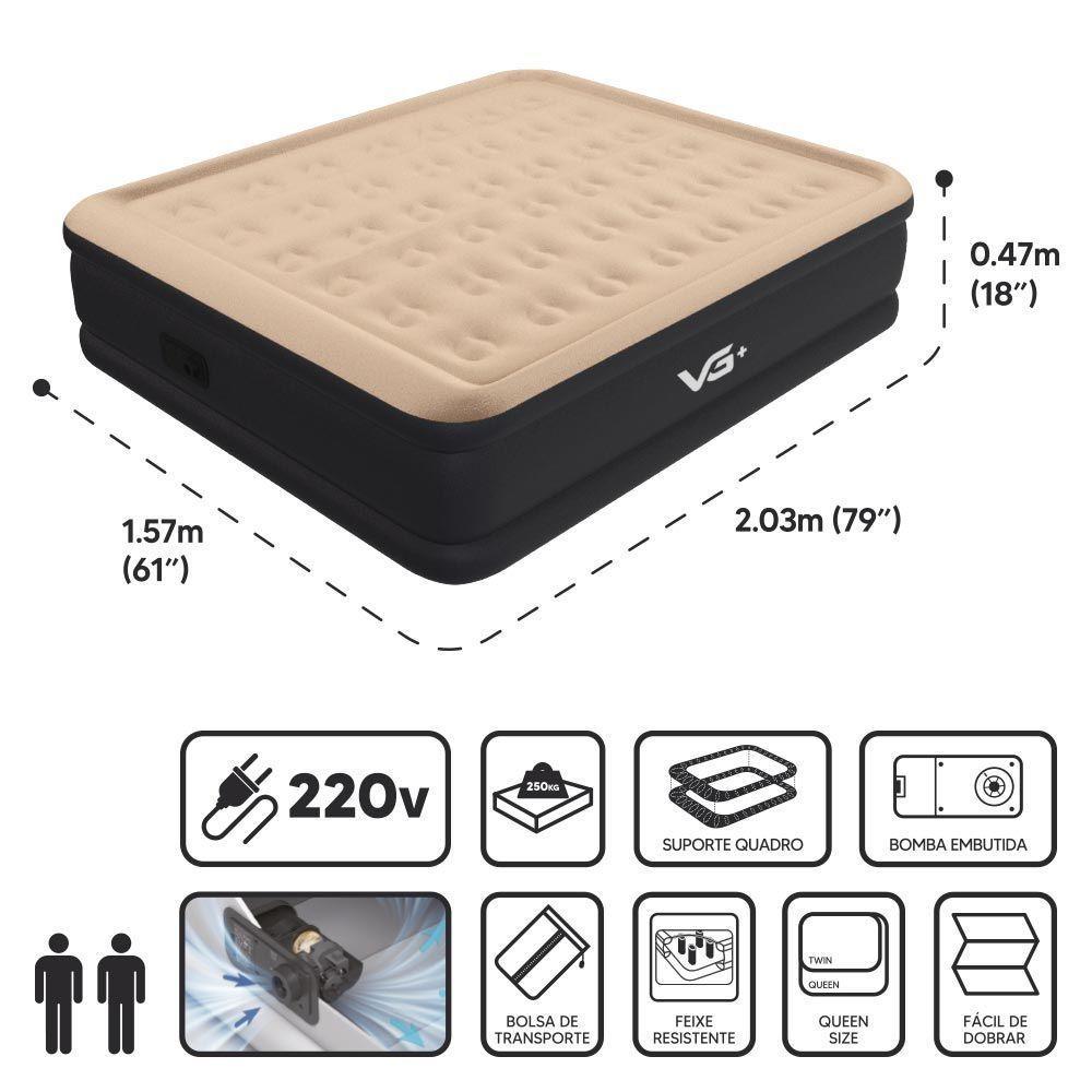 Colchão Inflável Casal Queen Dura Tech Premium Resistente Com Bomba Elétrica Embutida Vg Plus 220v - 5