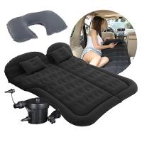 Colchão Cama Aveludada Inflável Para Viagem Suv Carro Com Bomba Elétrica 12v E Almofada De Pescoço Vg Plus Preto - 1