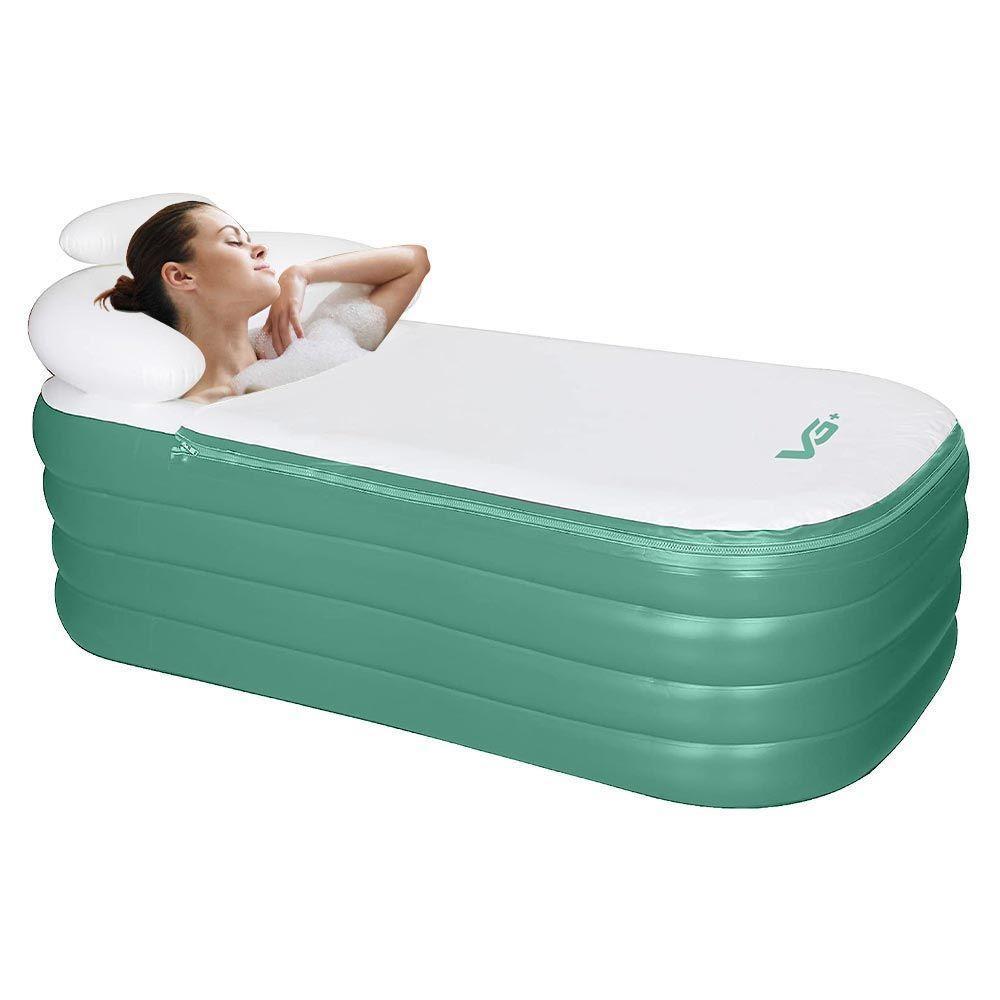 Banheira Ofurô Inflável Adulto Dobrável 120l Com Bomba Elétrica Bivolt Vg Plus Verde - 1