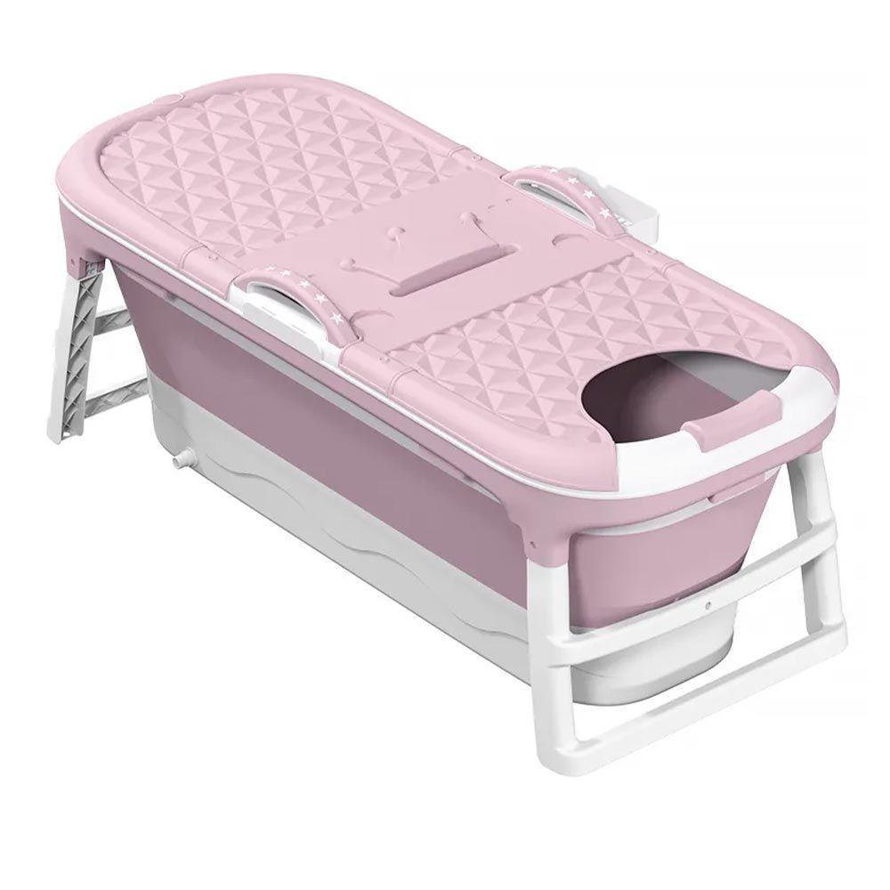 Banheira Ofurô Dobrável Portátil Adulto 148 Cm Com Suporte Vg+ Rosa - 3