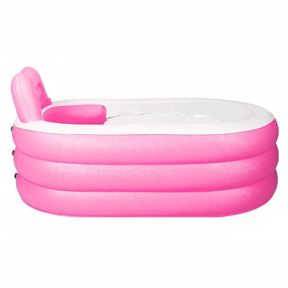 Banheira Inflável Portátil Com Encosto 150l Vg Plus Rosa - 3