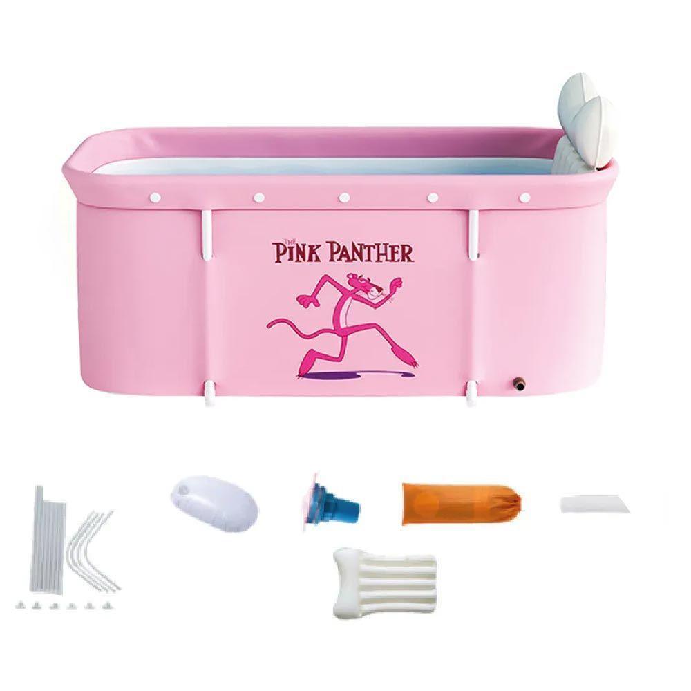 Banheira Ofurô Dobrável Portátil Retangular Pvc Com Encosto Inflável Pantera Cor De Rosa Vg+ - 4