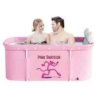 Banheira Ofurô Dobrável Portátil Retangular Pvc Com Encosto Inflável Pantera Cor De Rosa Vg+ - 1