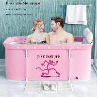 Banheira Ofurô Dobrável Portátil Retangular Pvc Com Encosto Inflável Pantera Cor De Rosa Vg+ - 2