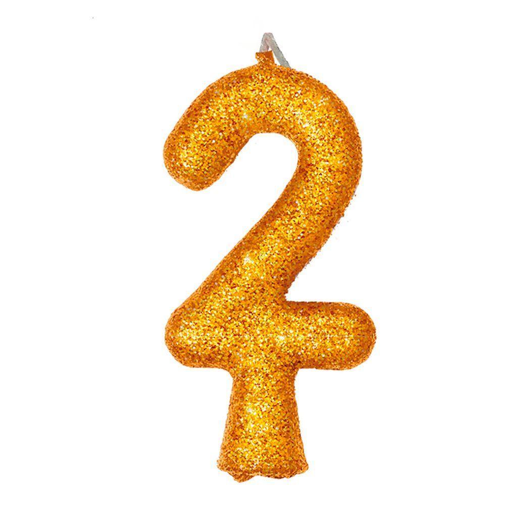 Vela De Aniversário Puro Glitter Dourada Modelo 1 - 5