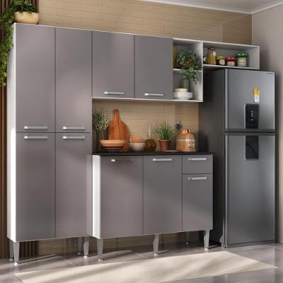 Armário de Cozinha Compacta Pequim 9 Portas Mdf 228cm Branco Lacca