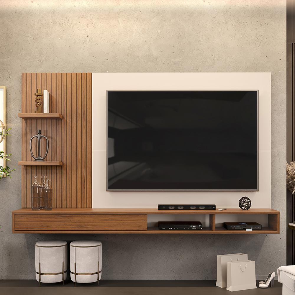 Painel Suspenso Tv 60 Pol 190 Cm Bento Freijó Off White Dj Móveis Freijo Off White - 2
