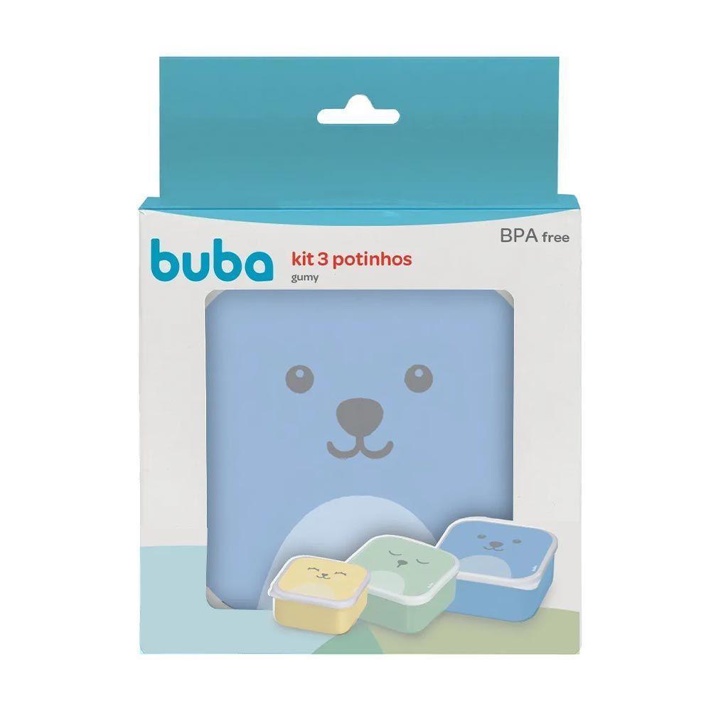 Kit 3 Potinhos Com Tampa Variados Gumy Azul Buba - 3