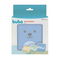 Kit 3 Potinhos Com Tampa Variados Gumy Azul Buba - 3