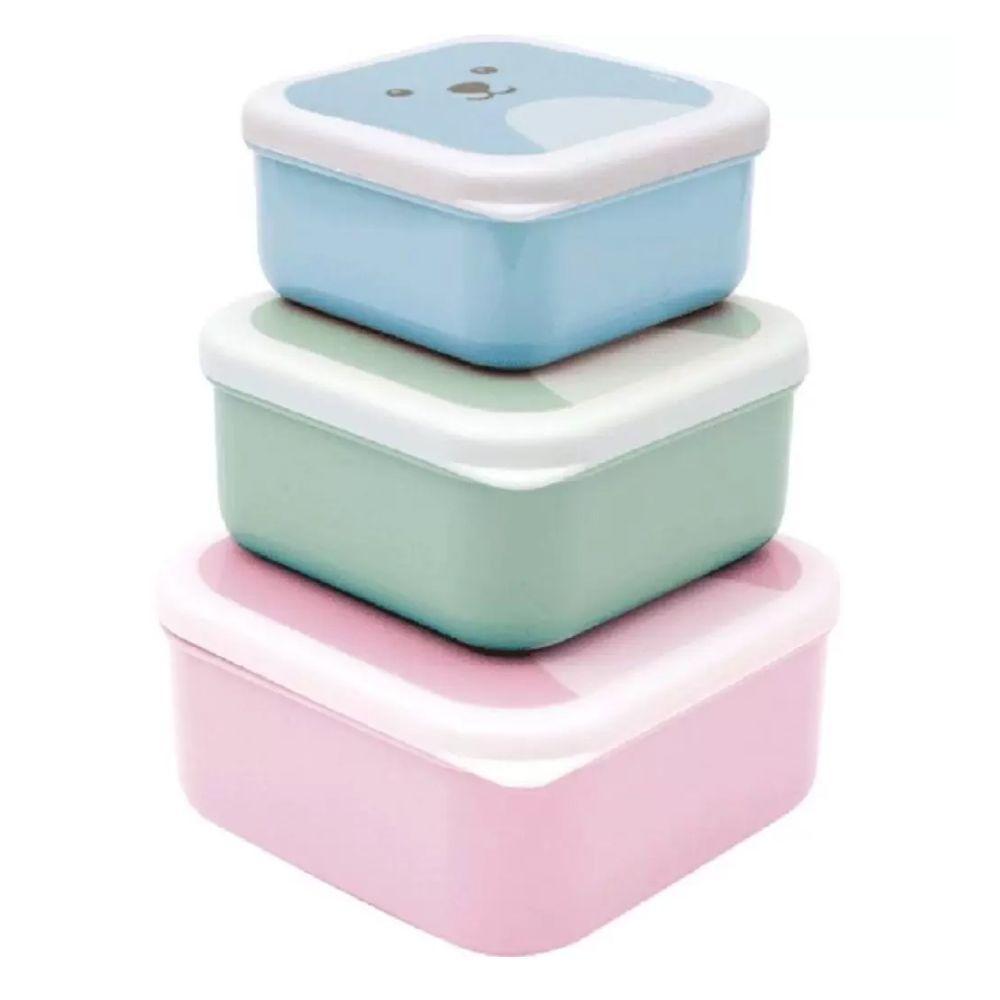 Kit 3 Potinhos Com Tampa Variados Gumy Rosa Buba - 1