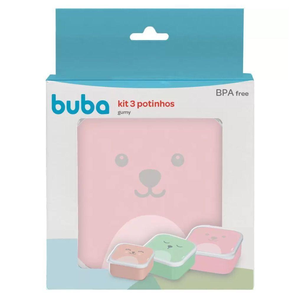Kit 3 Potinhos Com Tampa Variados Gumy Rosa Buba - 3