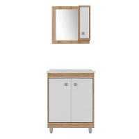 Gabinete Banheiro Com Cuba 60cm Castanho Argel/branco - 2