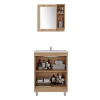 Gabinete Banheiro Com Cuba 60cm Castanho Argel/branco - 3