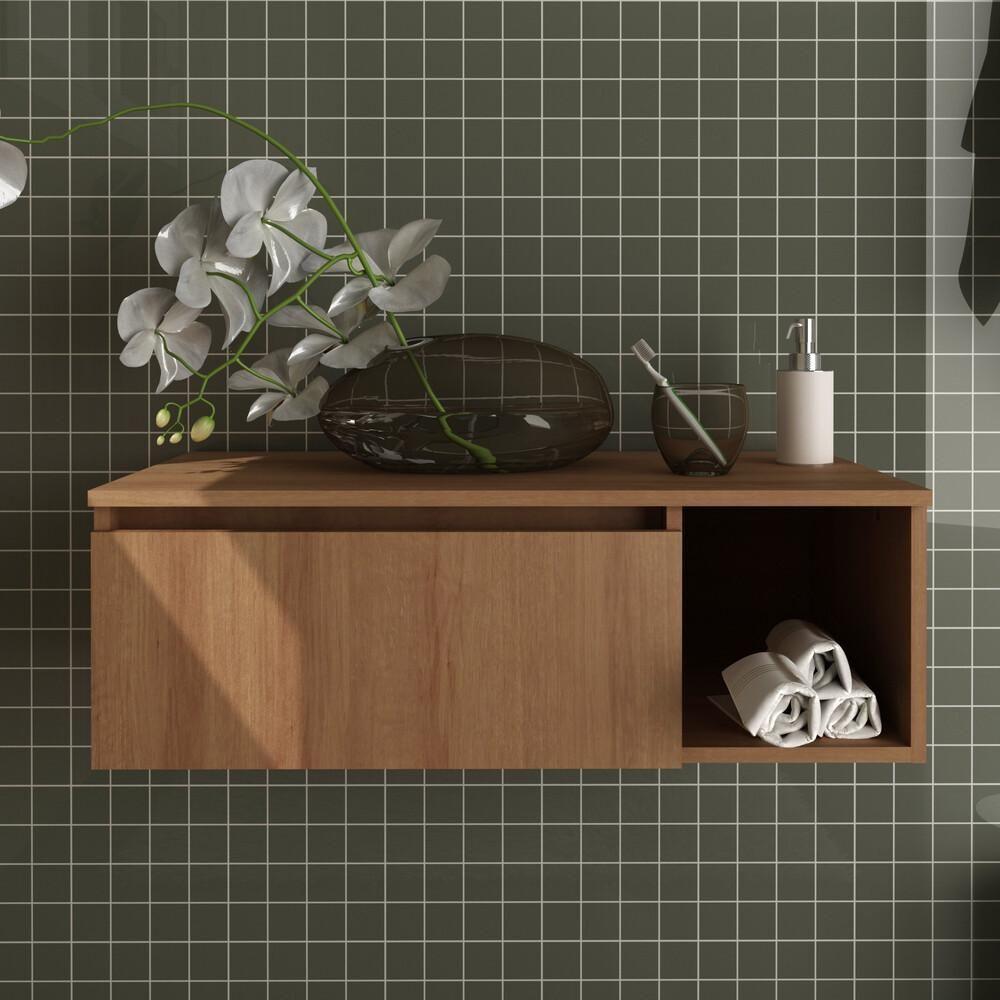 Gabinete Banheiro Suspenso 80Cm Multimóveis Cr10081 Amêndoa - 2