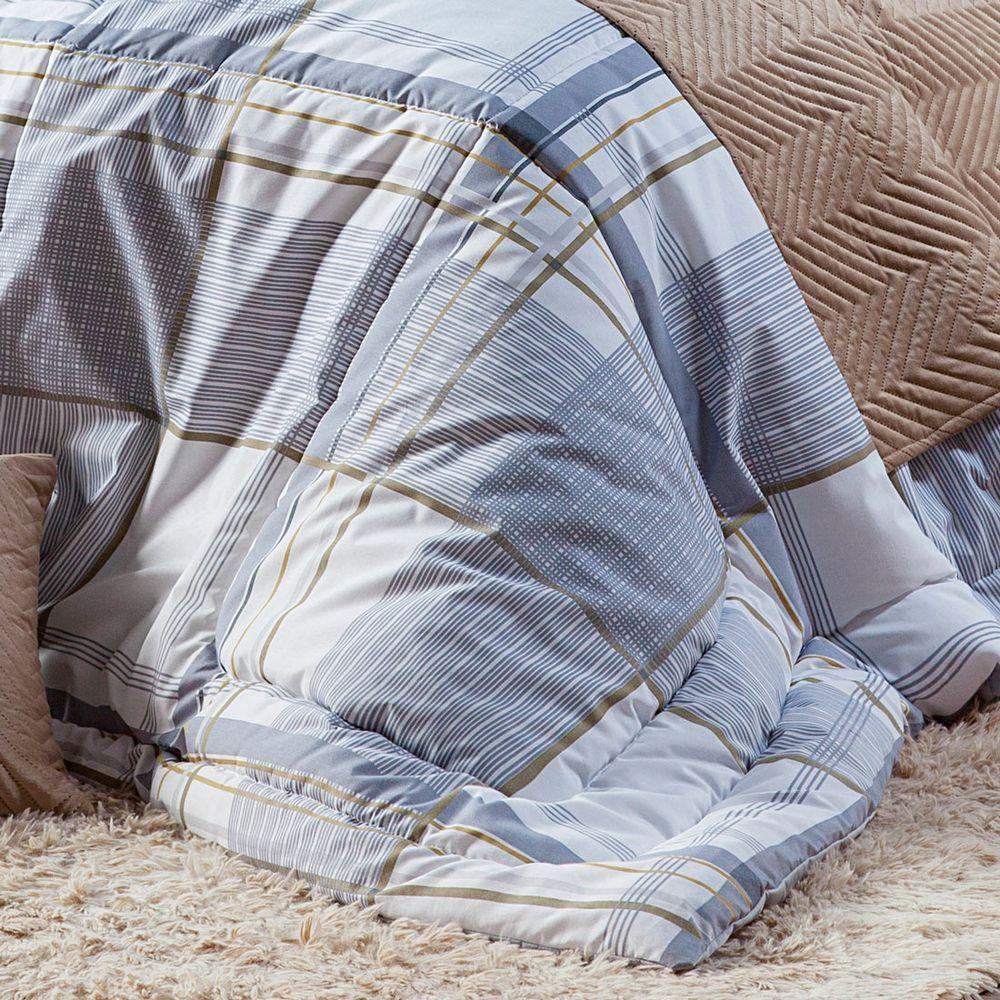 Kit Edredom Cinza King 03 Peças Dupla Face Percal - 4