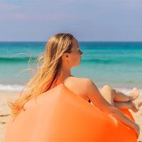 Sofá De Ar Hug Bag Inflável Camping Laranja Vg+ - 2