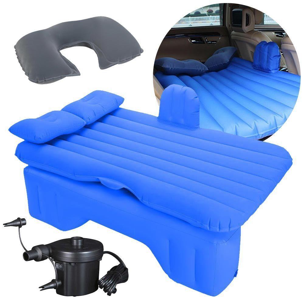 Colchão Cama Inflável Para Carro Com Bomba Elétrica E Almofada De Pescoço Vg Plus Azul - 1