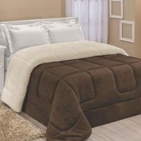 Edredom Coberdrom Pryme Solteiro Sherpa E Manta - Rosê - Tabaco - 1