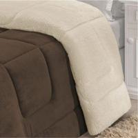 Edredom Coberdrom Pryme Solteiro Sherpa E Manta - Rosê - Tabaco - 3