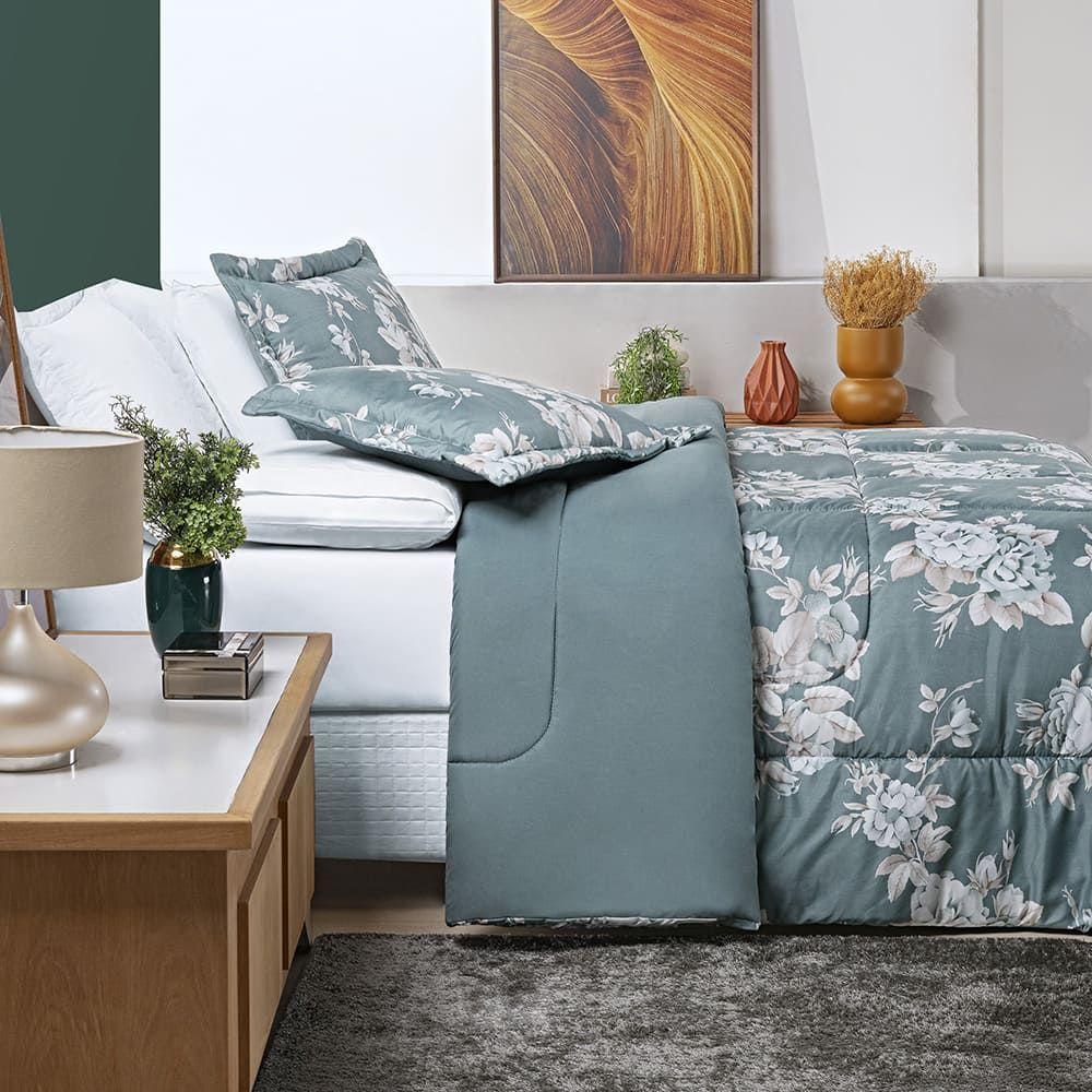 Edredom Júlia Casal Queen 03 Peças Tecido Dupla Face Microfibra 200 Fios Floral - Primavera - 3