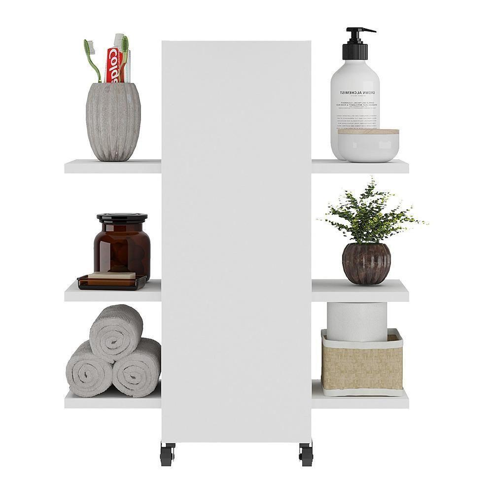 Gabinete Armário De Banheiro Com Rodízios Para Pia De Coluna Multimóveis Mp5027 Branco - 4