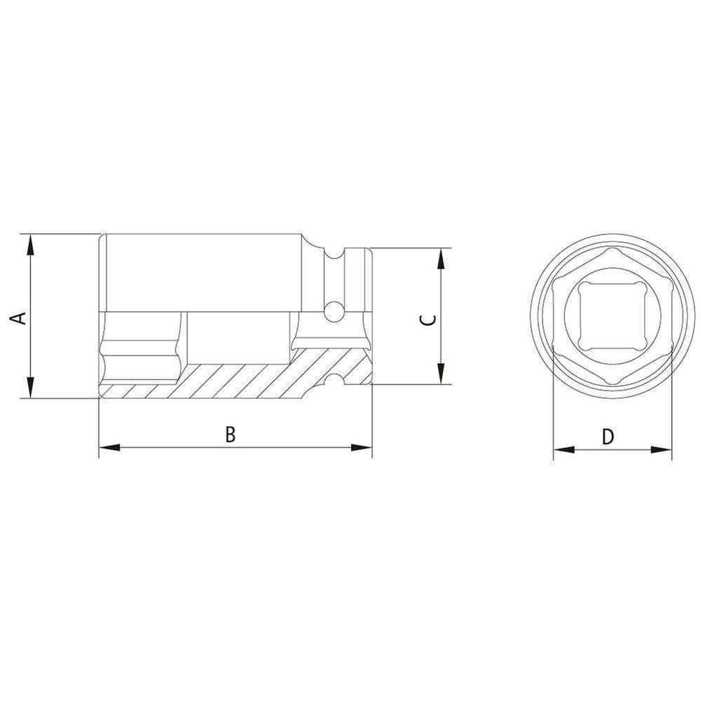 Soquete De Impacto Sextavado Longo Em Aço Cromo Molibdênio 38 Mm - Encaixe 1'' Pro - 2