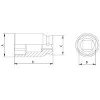 Soquete De Impacto Sextavado Longo Em Aço Cromo Molibdênio 38 Mm - Encaixe 1'' Pro - 2