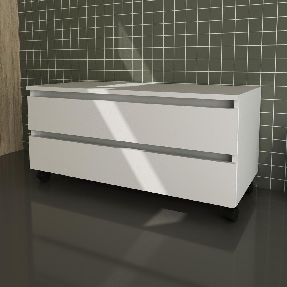 Gabinete Banheiro 2 Gavetas Com Rodízios 80Cm Cr10083 Branco - 1